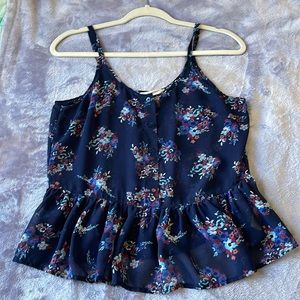 Blue Floral Blouse Traslucent